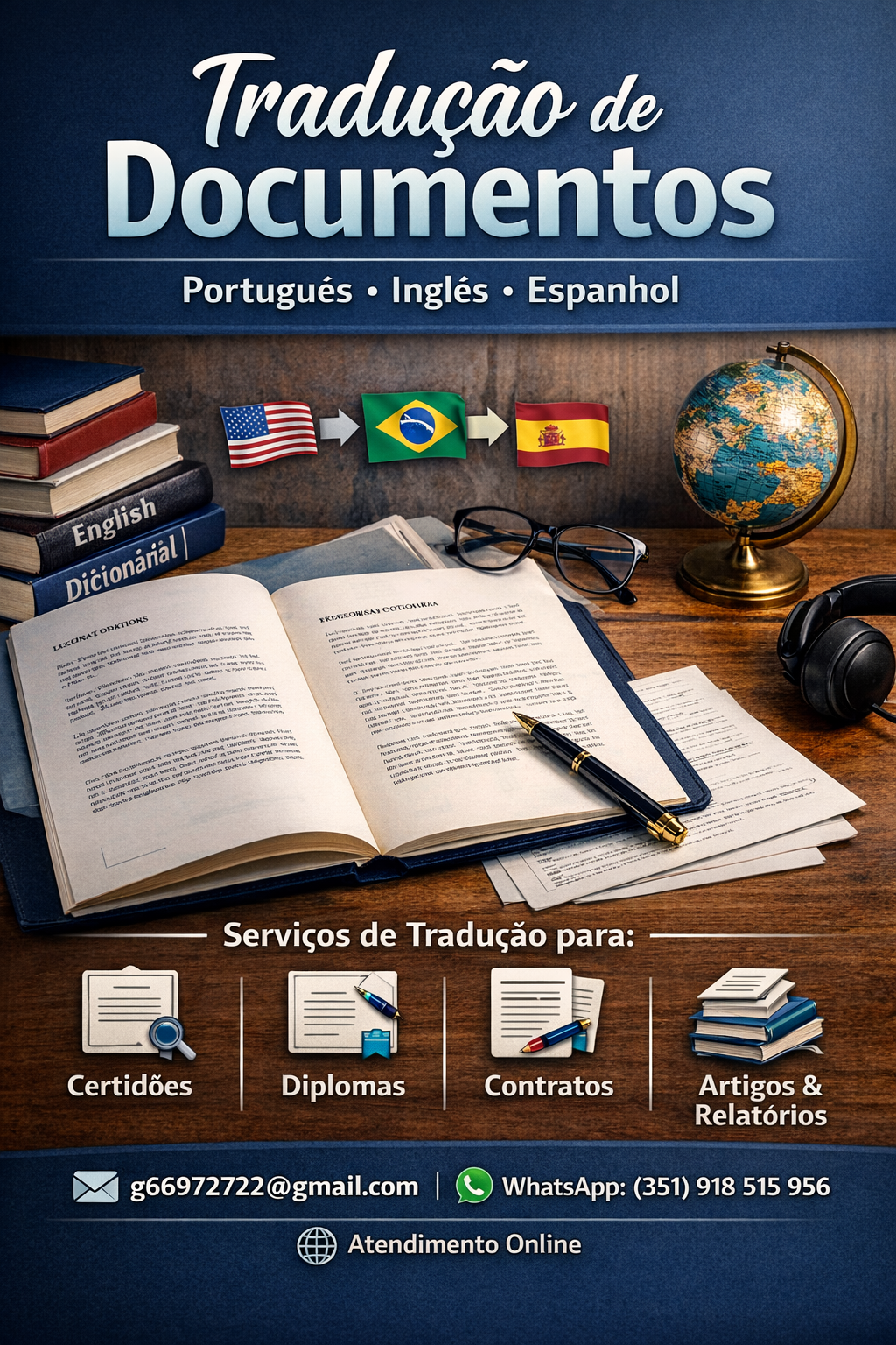 Imagem do serviço Tradução de documentos e design gráfico